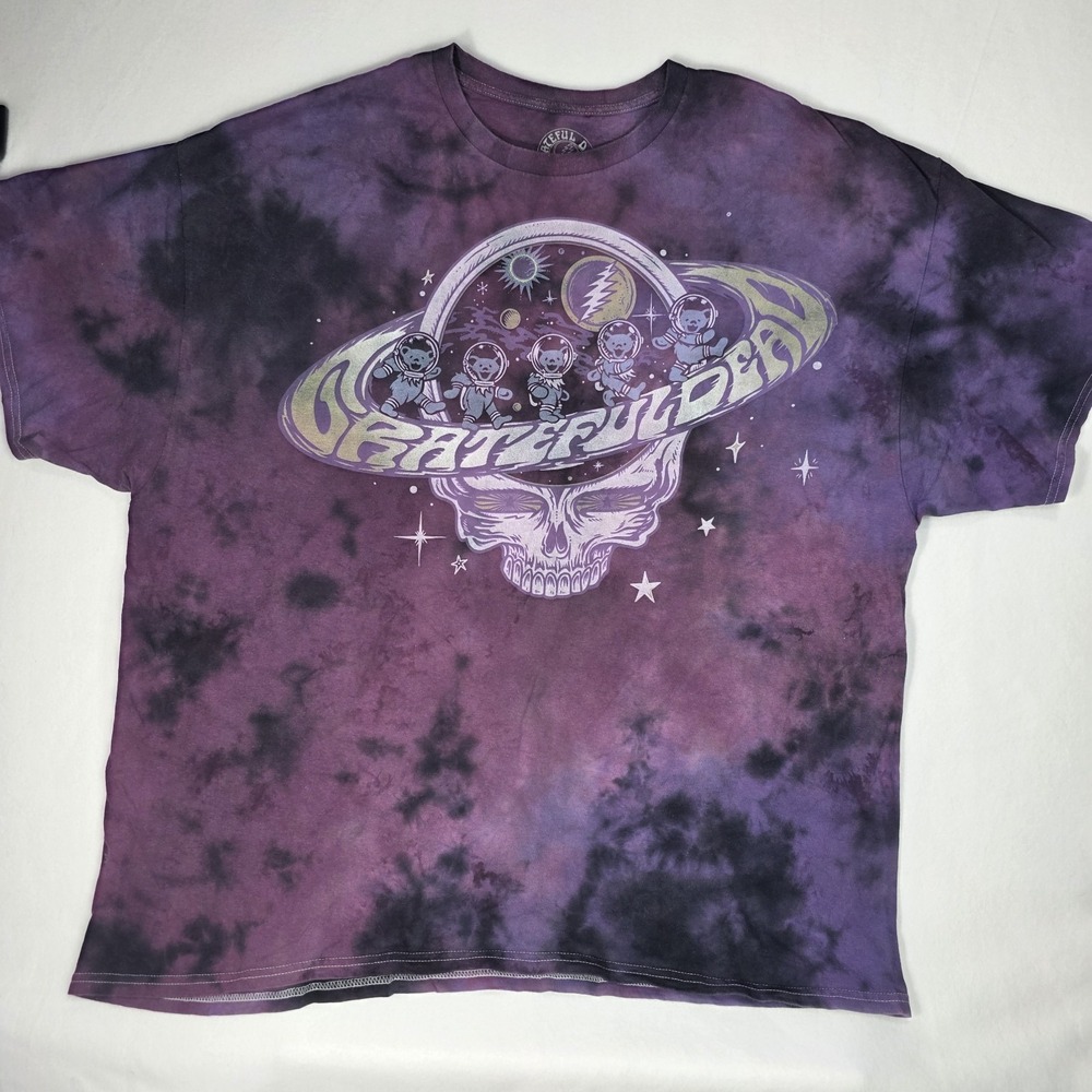 Grateful Dead Space Bears T Shirt LG/XL Purple Tie Dye Oversized Short Sleeve